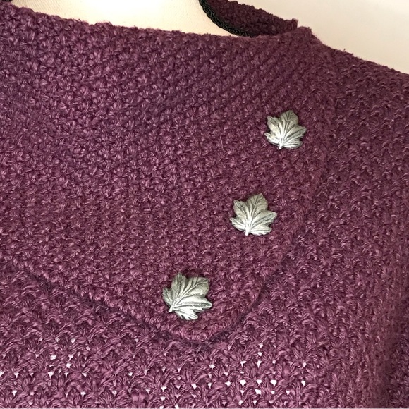 {SOLD} Gorgeous Coldwater Creek Cowl Neck Turtleneck Knit Sweater Leaves Buttons - Picture 7 of 15